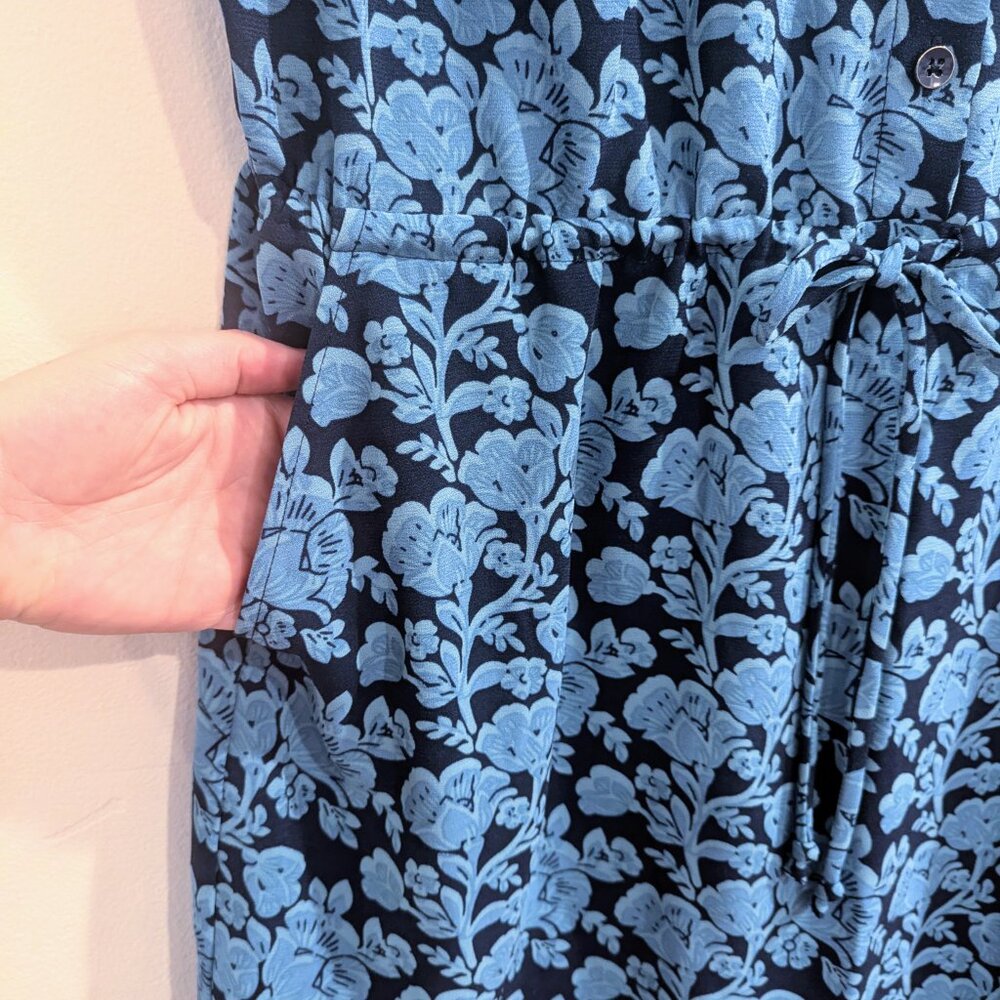 Cabi Blue Java Dress L Drawstring Stretch Waist P… - image 4